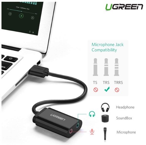 Card sound USB 2.0 to 3.5mm chính hãng Ugreen 30724 cao cấp